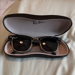 Ray-Ban Gold and Black Clubmaster Sunglasses